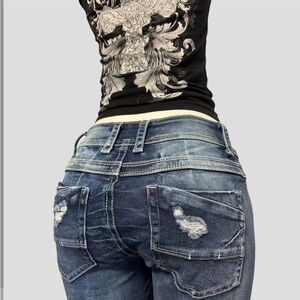 Women's Blue 2000s y2k denim flare Jeans